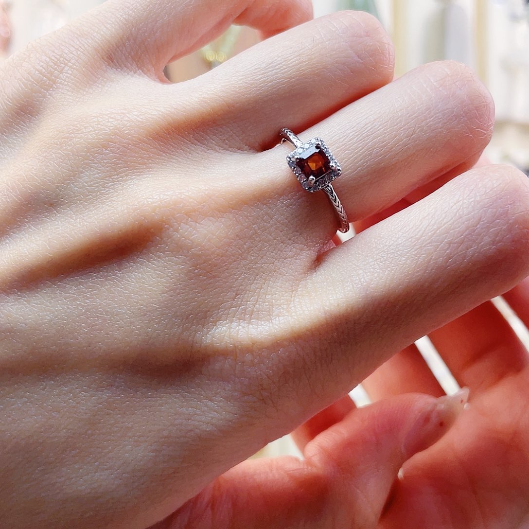 石榴石戒指银S925镶嵌