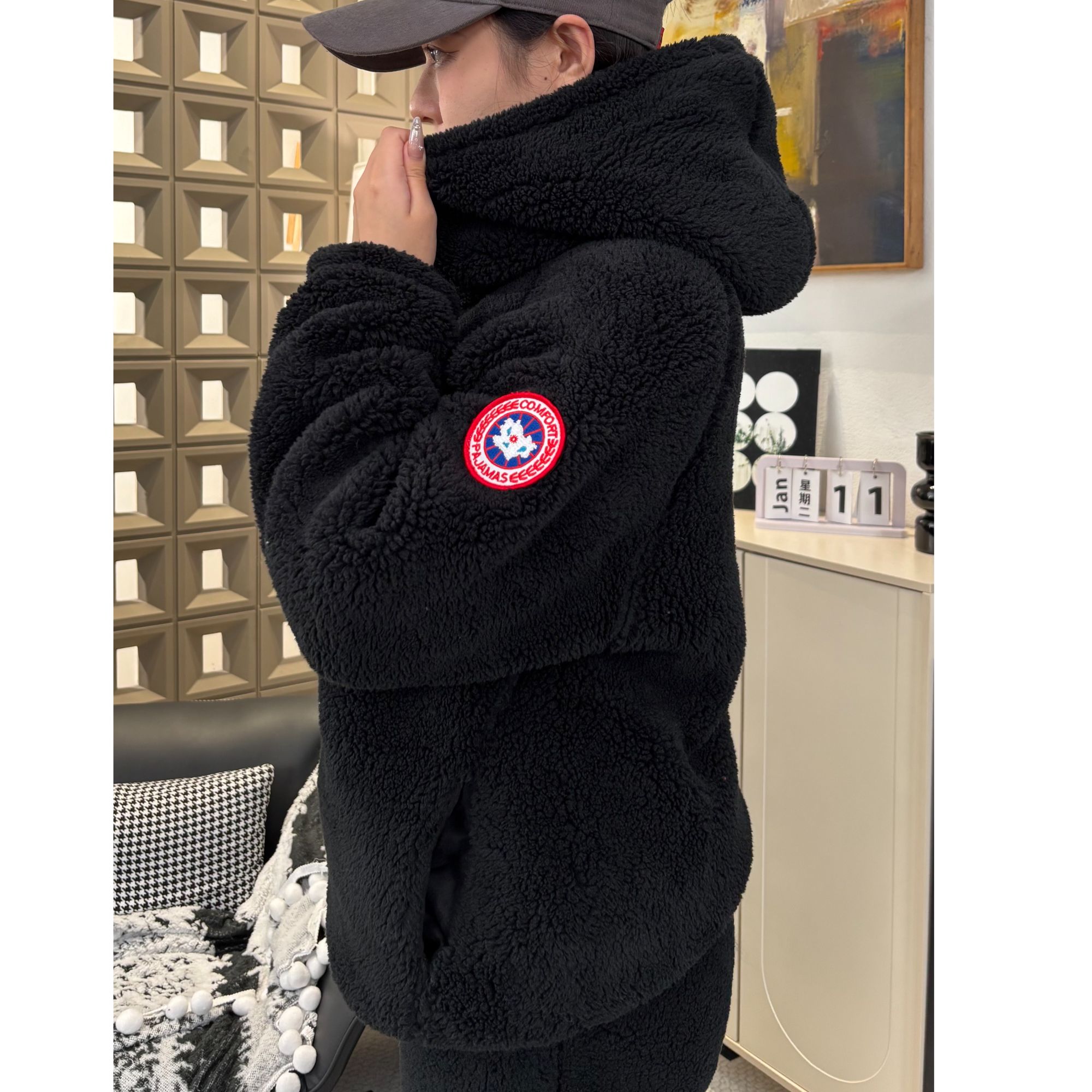 极寒二件套变态厚三层宽松连帽真防风真保暖摇粒绒可外穿家居服