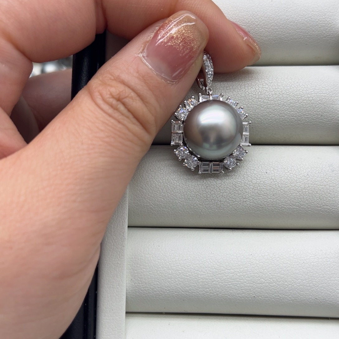 银S925镶嵌吊坠(不含链)海水珍珠