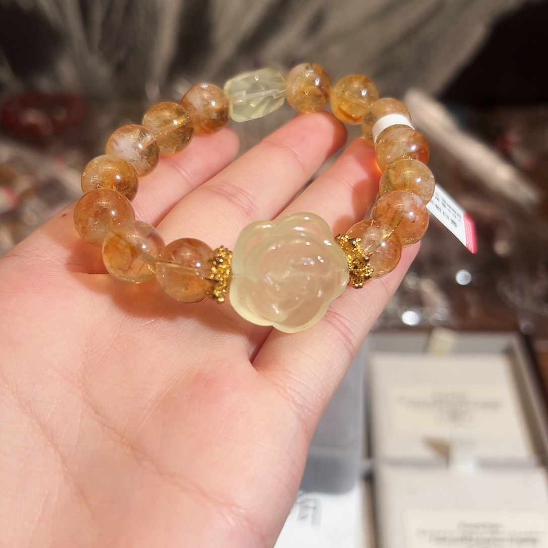 烟晶手链合金黄塔