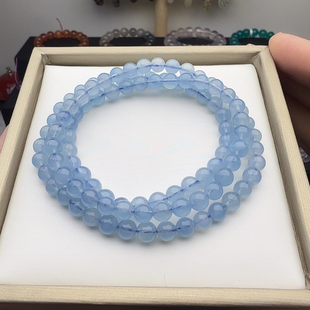 海蓝宝石手串未镶嵌海蓝宝三圈