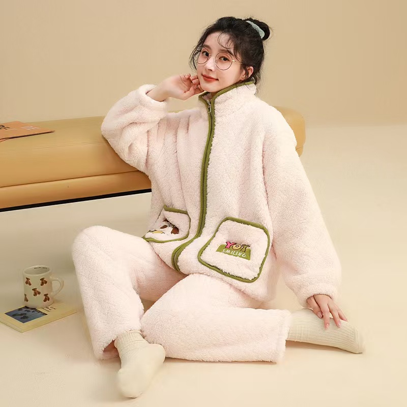 HAREECISU 小狗刺绣定制暗纹提花可爱家居服套装