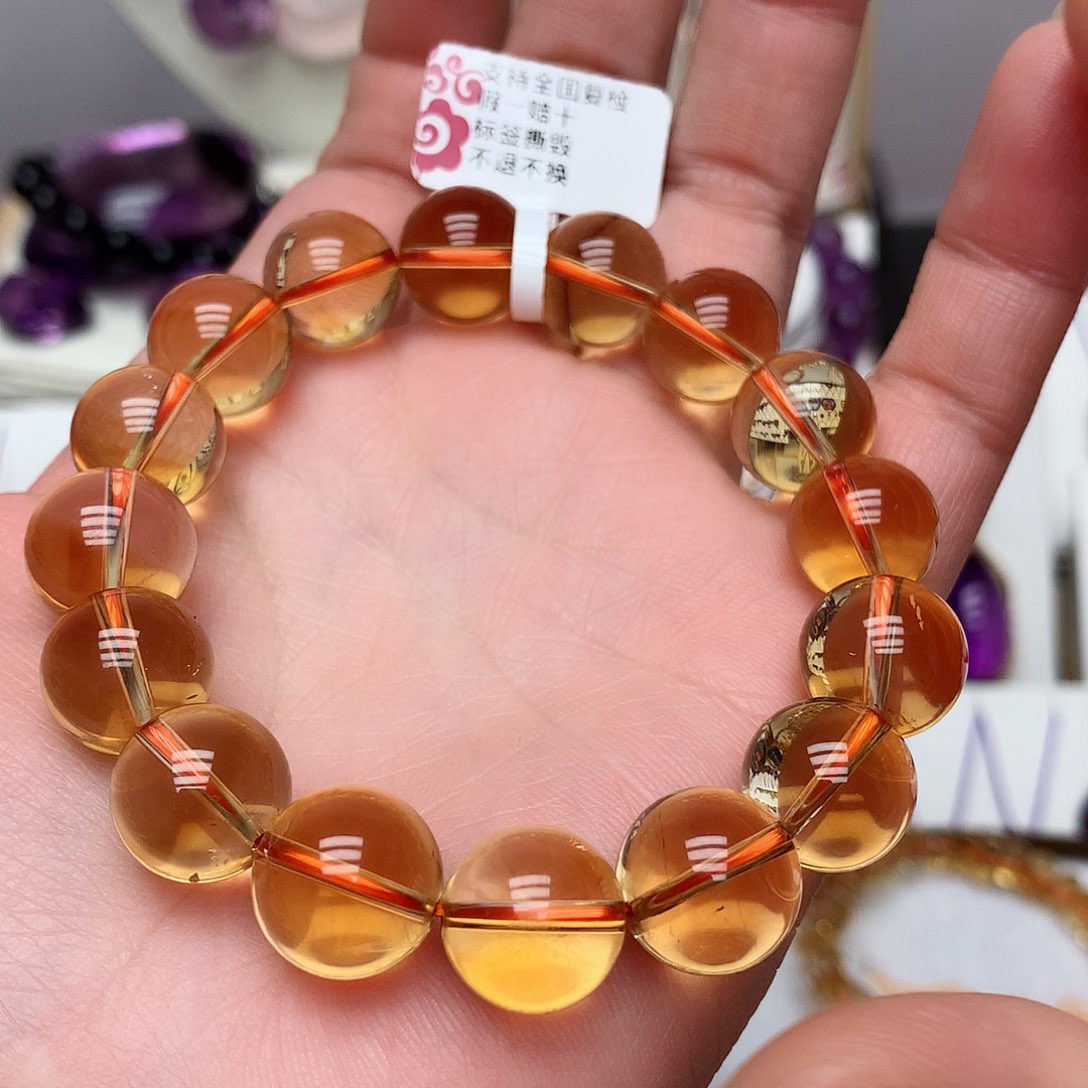 黄晶毕业级手串13m m未镶嵌