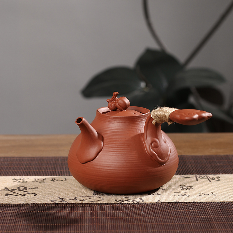 潮州烧水小型茶具柿柿如意侧把砂铫壶陶壶煮水煮茶壶