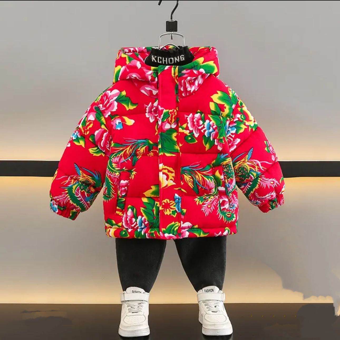 东北大花棉袄儿童二棉外套冬季新款宝宝喜庆年服