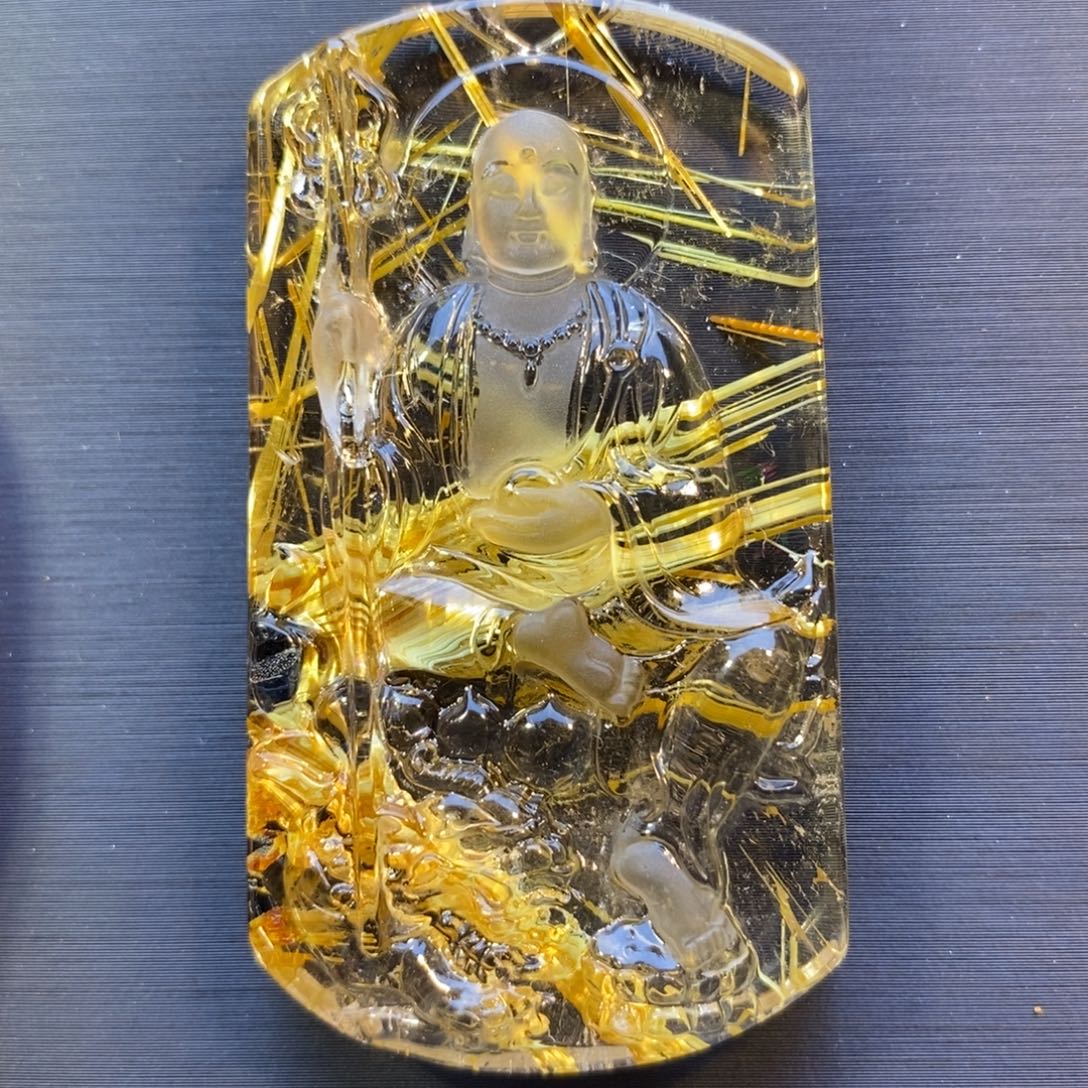颈饰水晶未镶嵌钛晶花地藏王菩萨吊坠