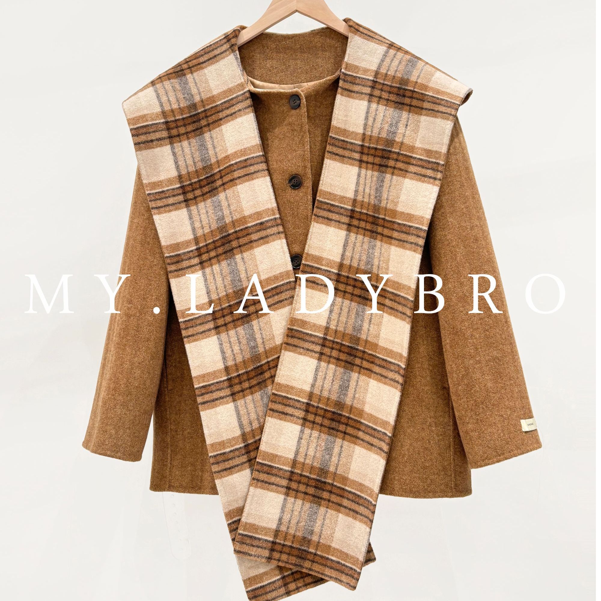 连帽格子 2025秋冬连帽大衣