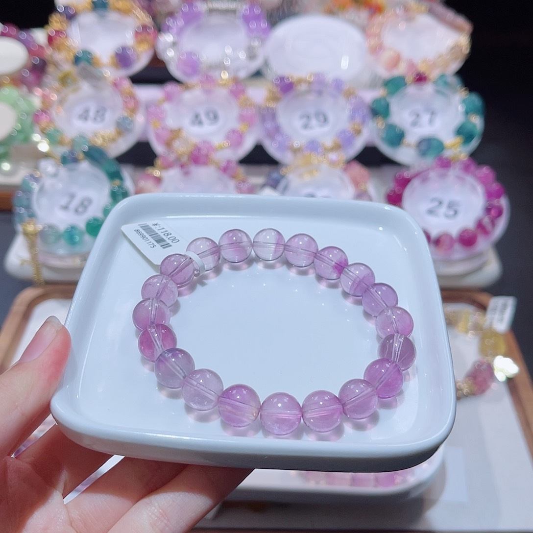 水晶手串未镶嵌紫萤石