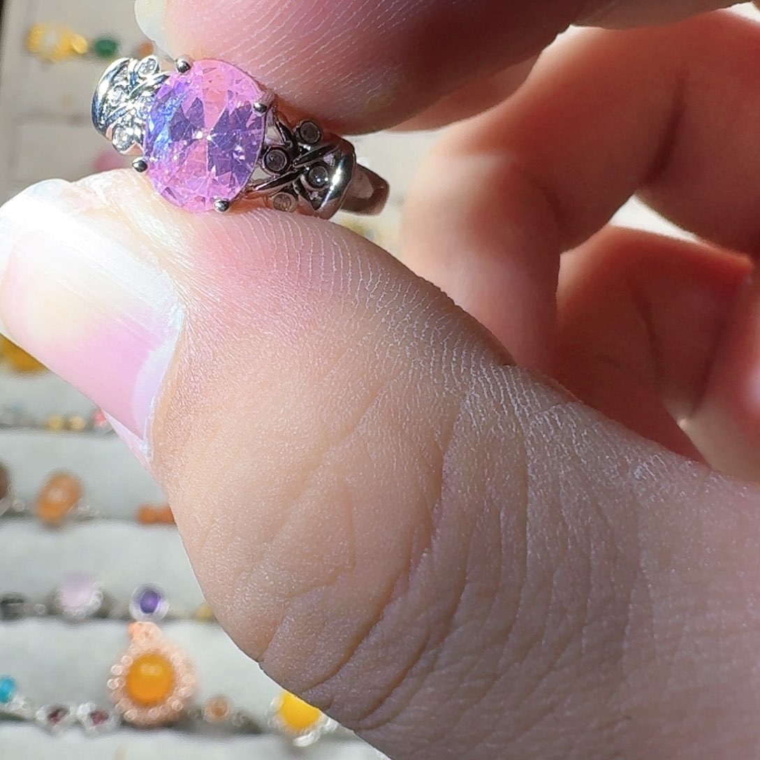 芙蓉石戒指银S925镶嵌