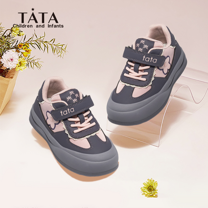 TATA/他她秋冬运动板鞋软底拼接加绒秋冬棉鞋女童寒冷保暖童鞋商品图
