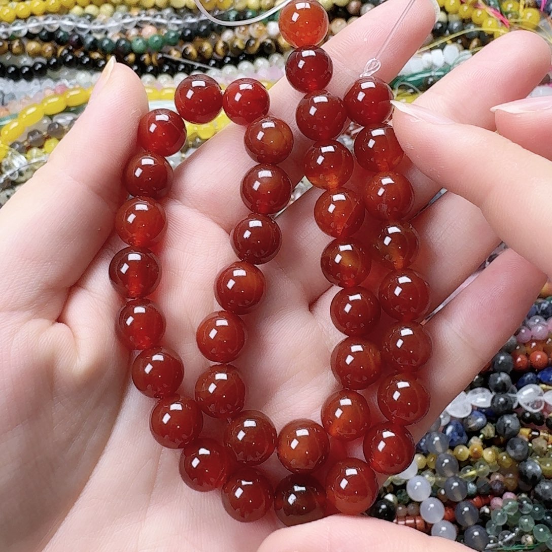 玛瑙/玉髓未镶嵌珠宝半成品卡10红玛瑙一条