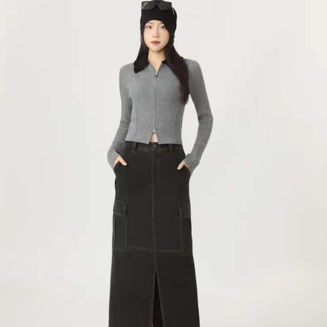 （不退换）548060翻领修身羊毛针织衫