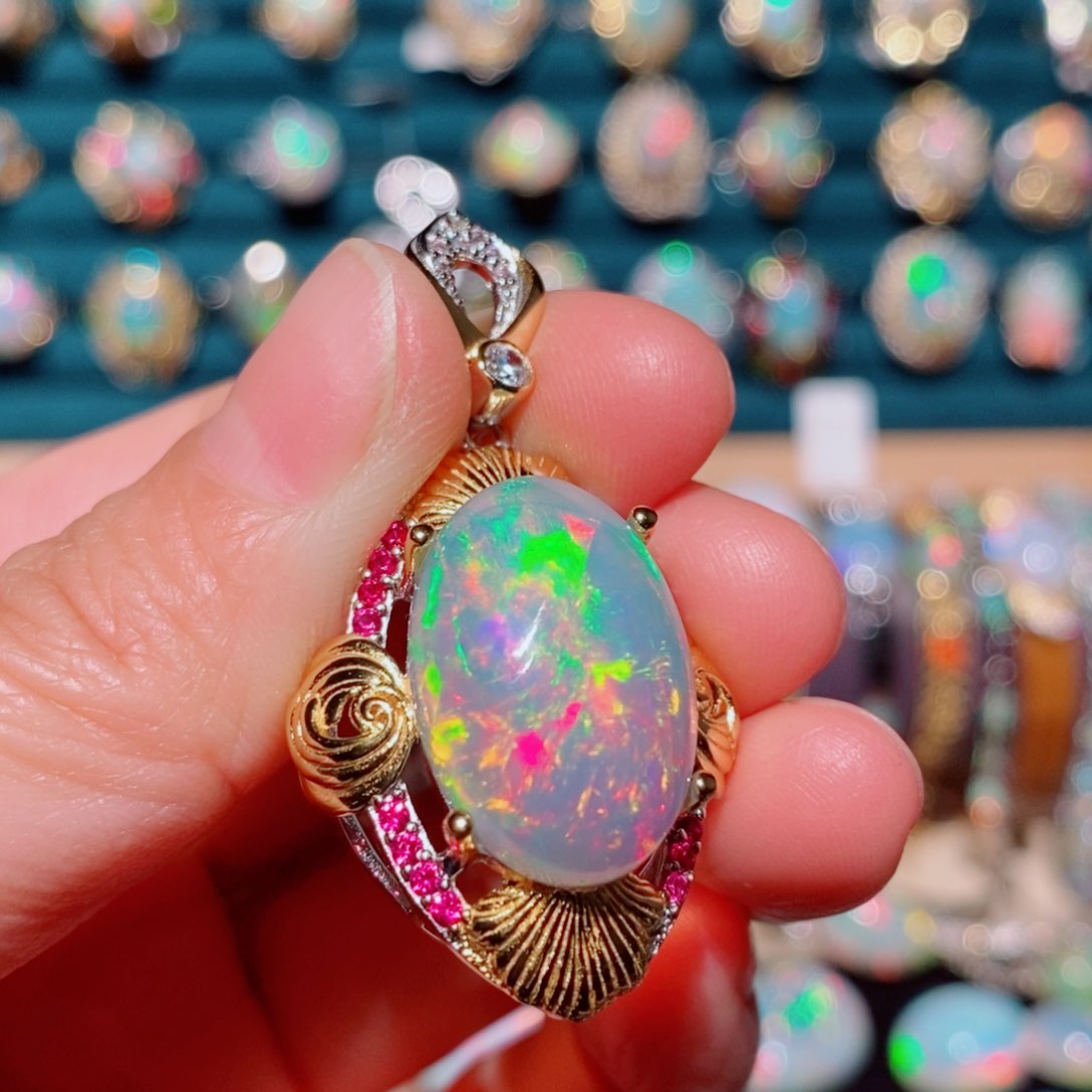 欧泊欧泊吊坠银S925镶嵌