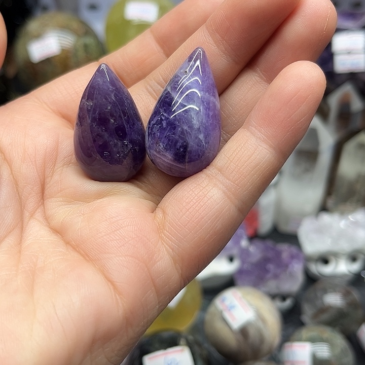 未镶嵌珠宝半成品水晶28克紫水晶水滴