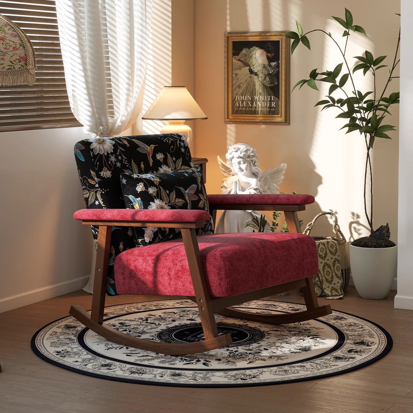 复古摇摇摇椅大人躺椅客厅阳台家用实木休闲美式古风单人沙发懒人