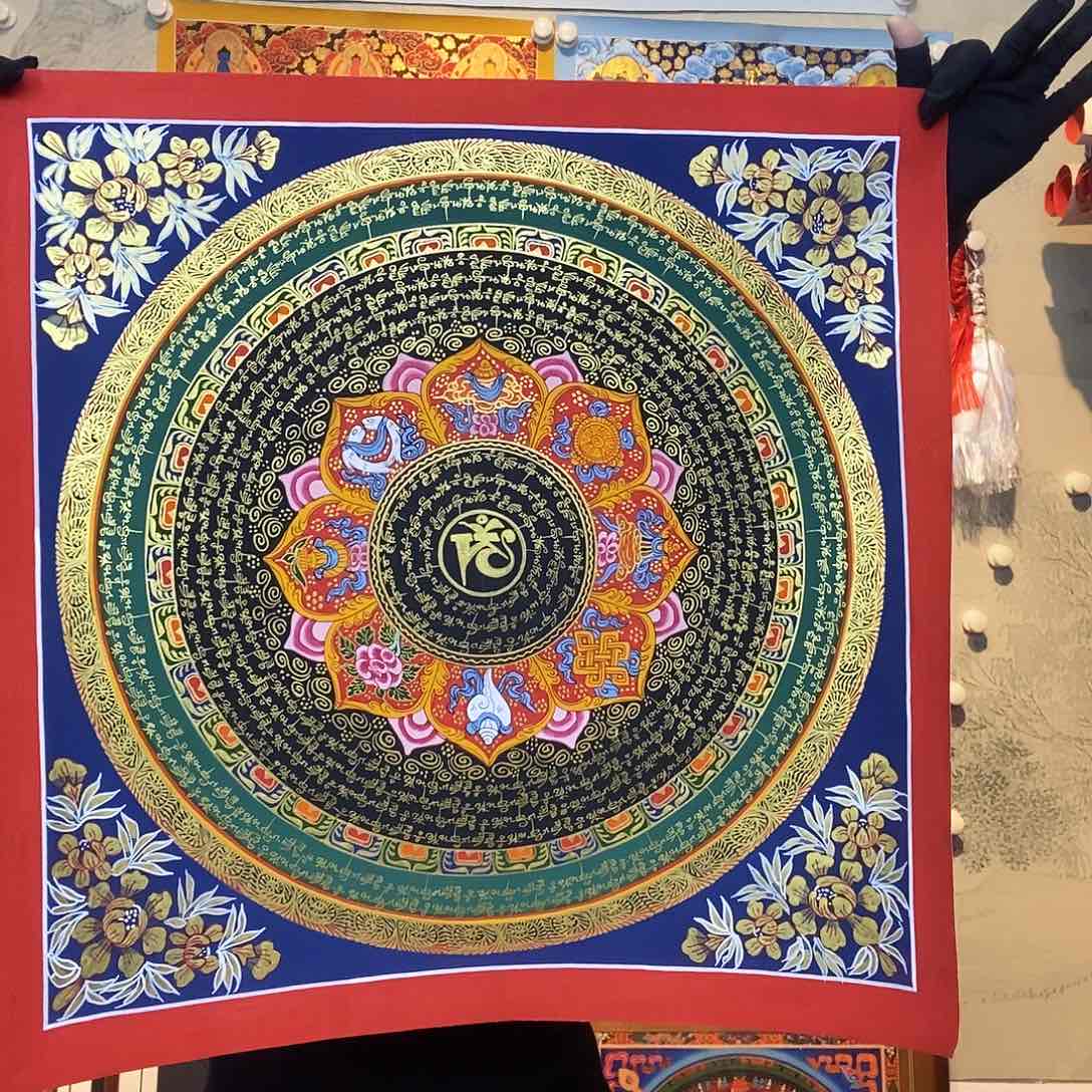 卷轴画纯手绘六字真言唐卡50尺
