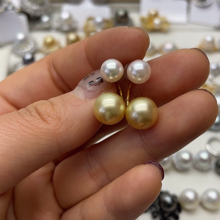 海水珍珠耳饰银S925镶嵌