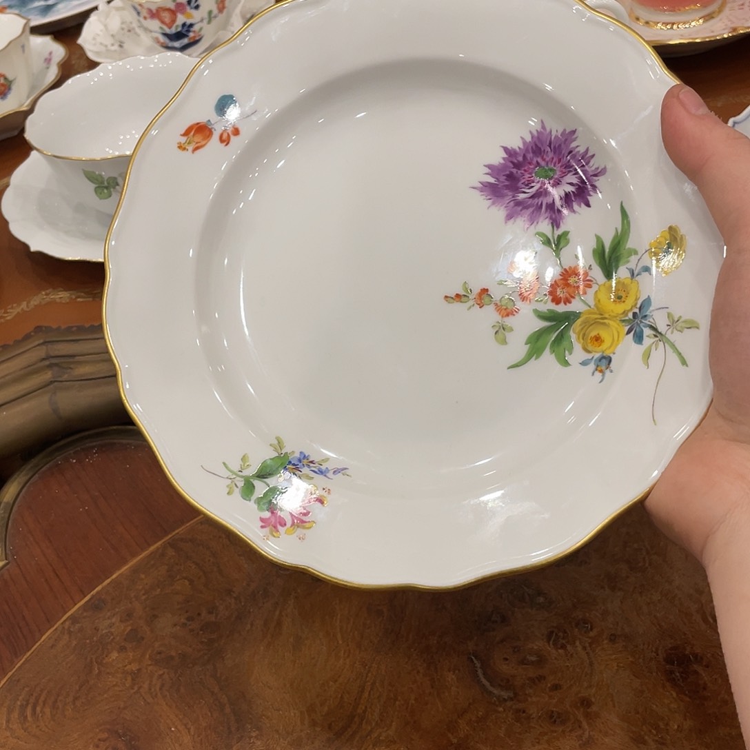 瓷片中古一等花卉点心盘