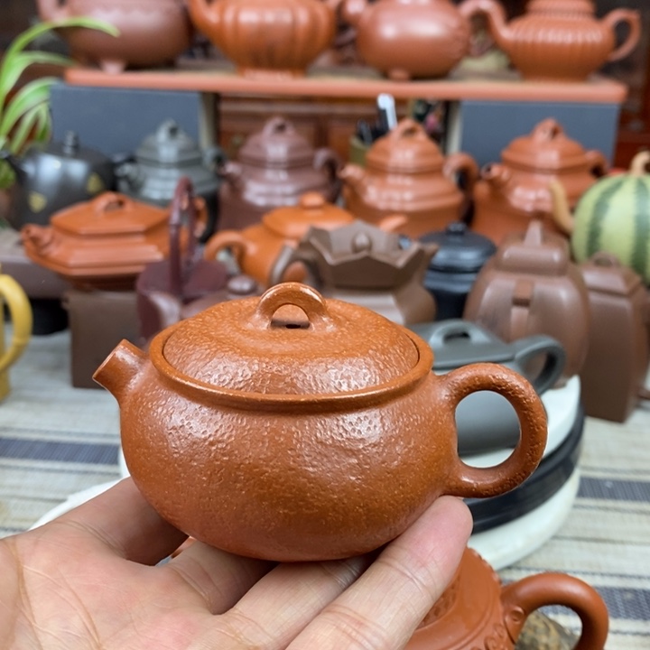 紫砂茶壶小桔子100CC原矿红降坡泥特价