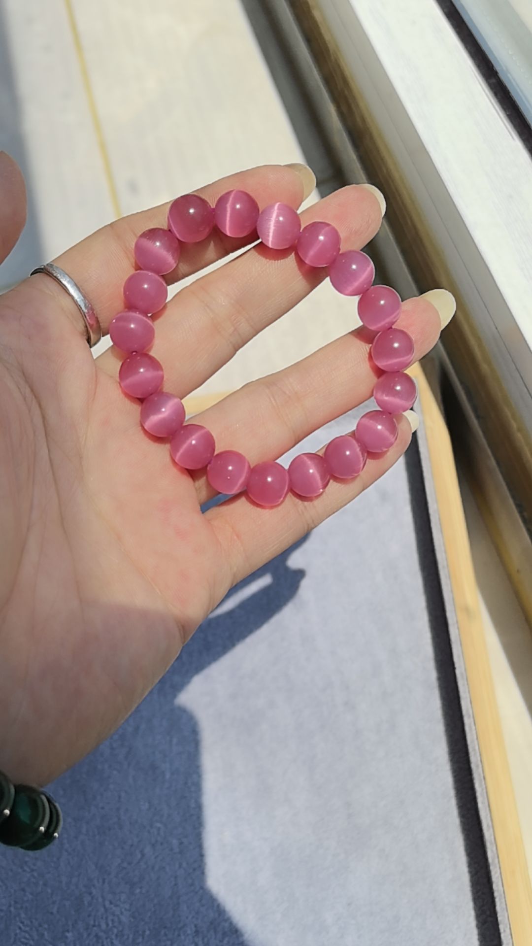 合成金属琉璃手链 蜜桃粉少女感十足卡10mm女款手串