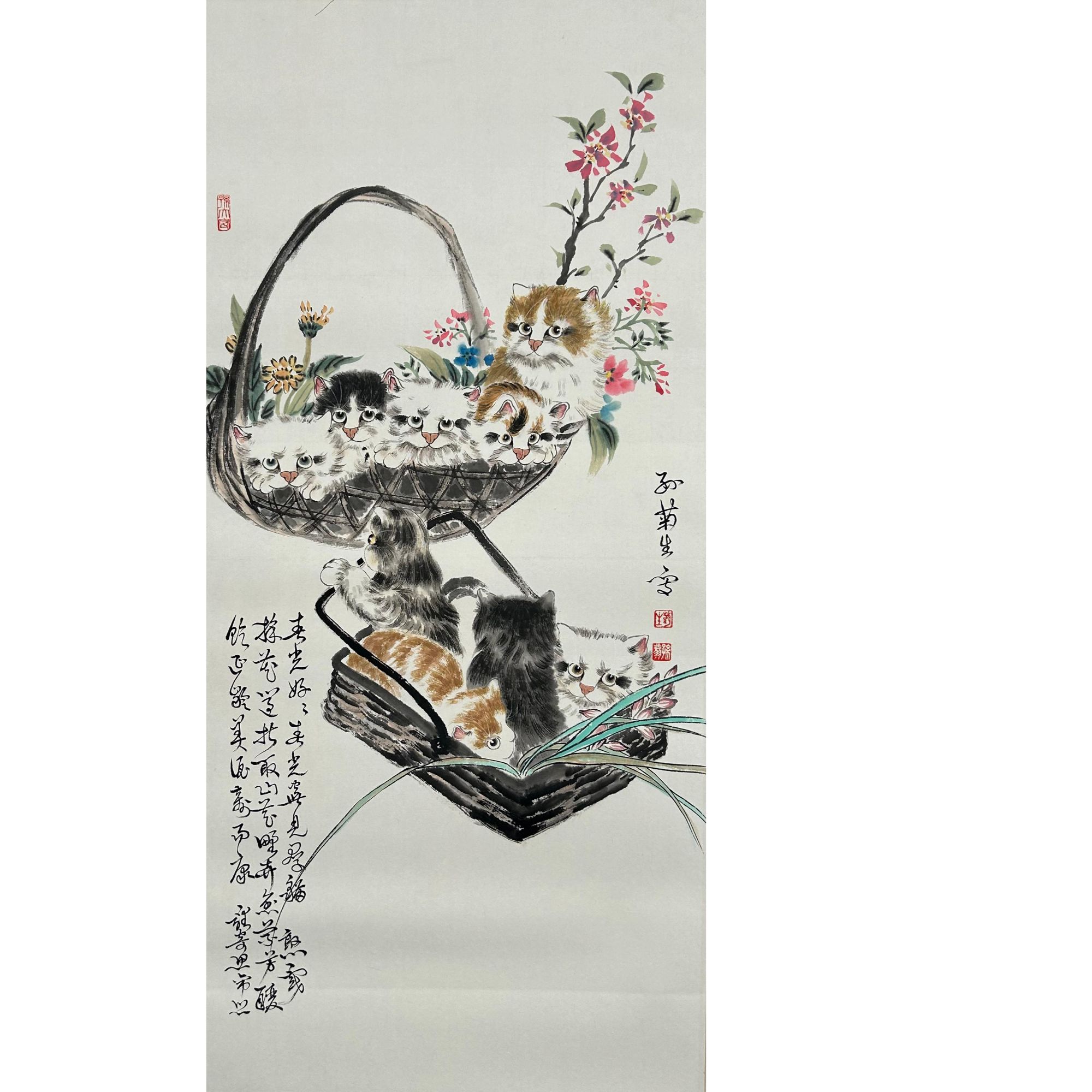 3-158 猫 尺寸35*97cm 纸本镜心