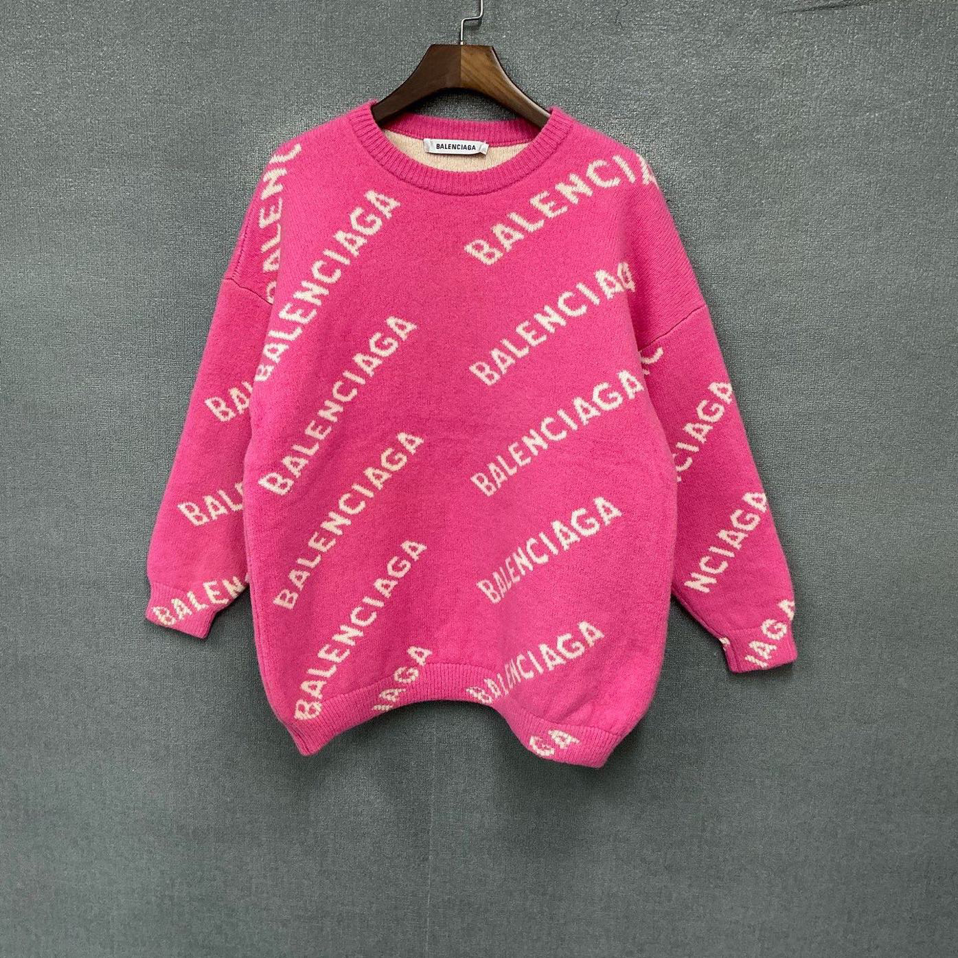 95新 Balenciaga/巴黎世家 满印弹幕羊毛圆领毛衣 95新S码/6600