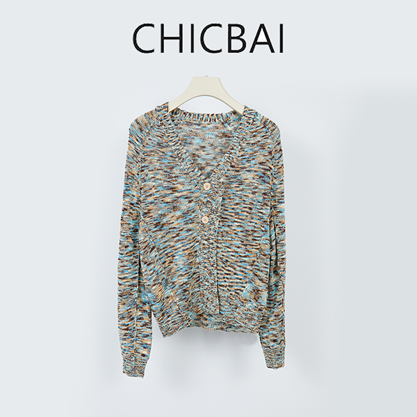 CHICBAI 缎染纱不对称开衫DW7966