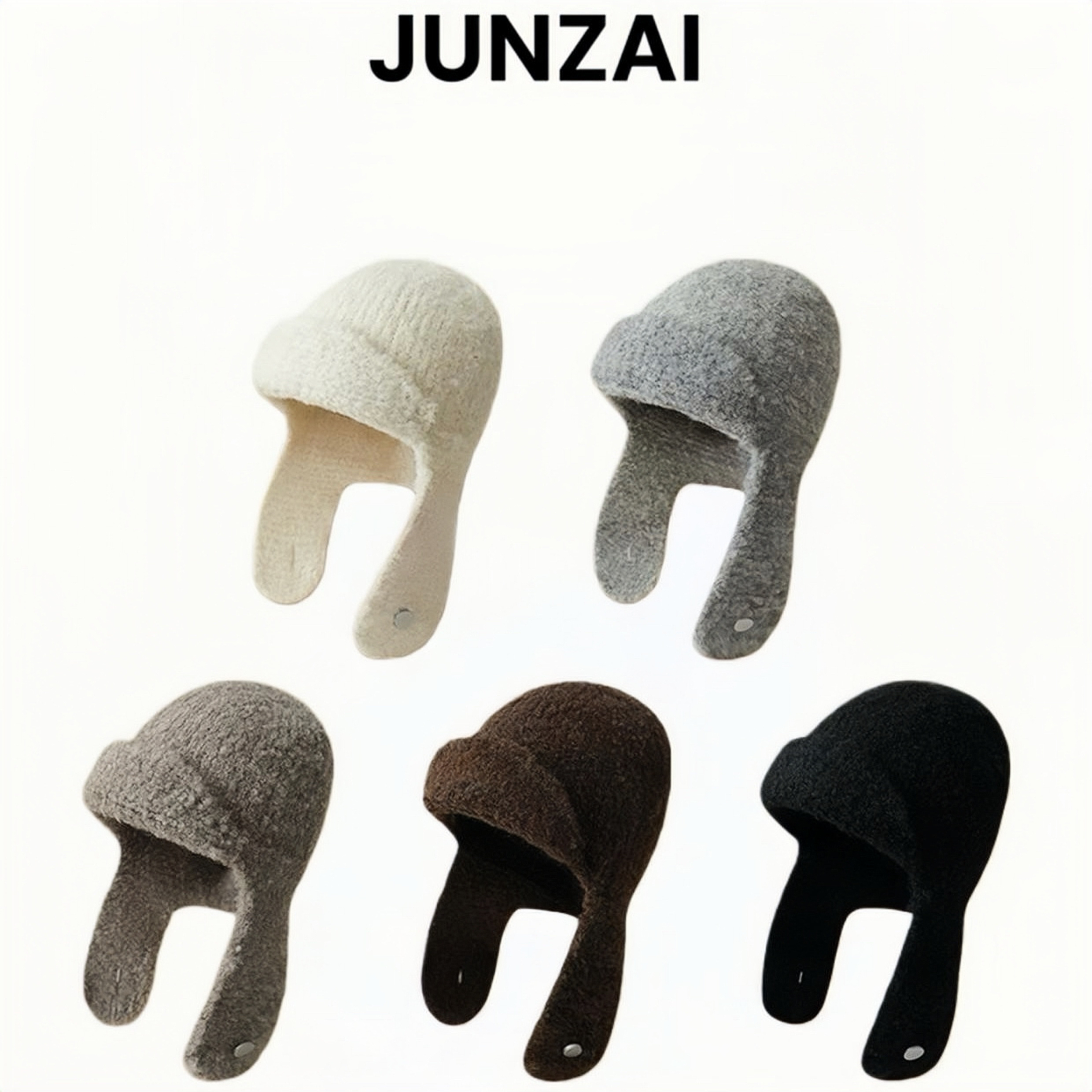 JUNZAI韩国可爱圈圈毛针织飞行帽保暖毛线帽百搭出片！