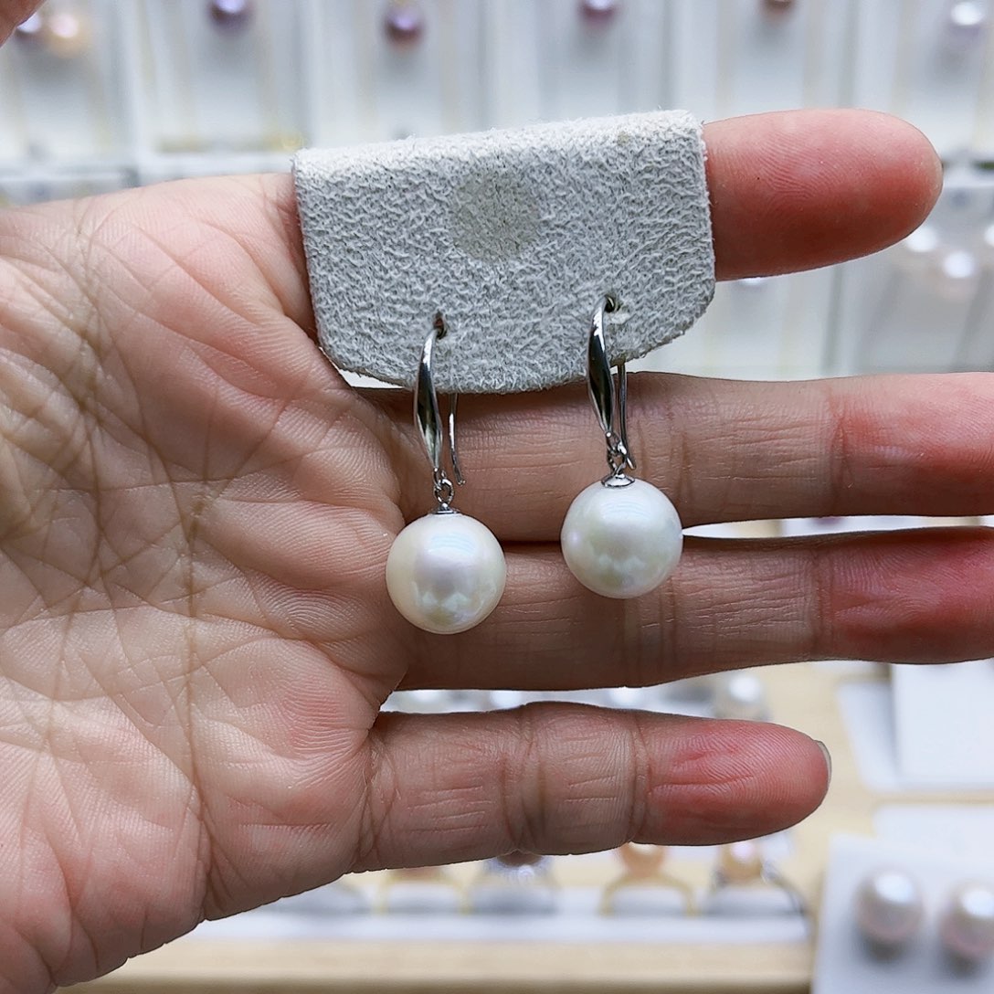 淡水珍珠耳饰银S925镶嵌