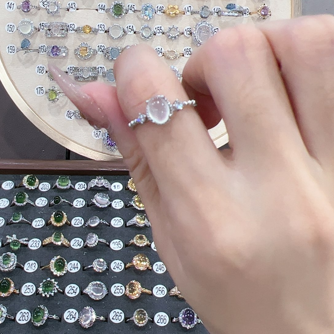 蛇纹石玉戒指银S925镶嵌?*?