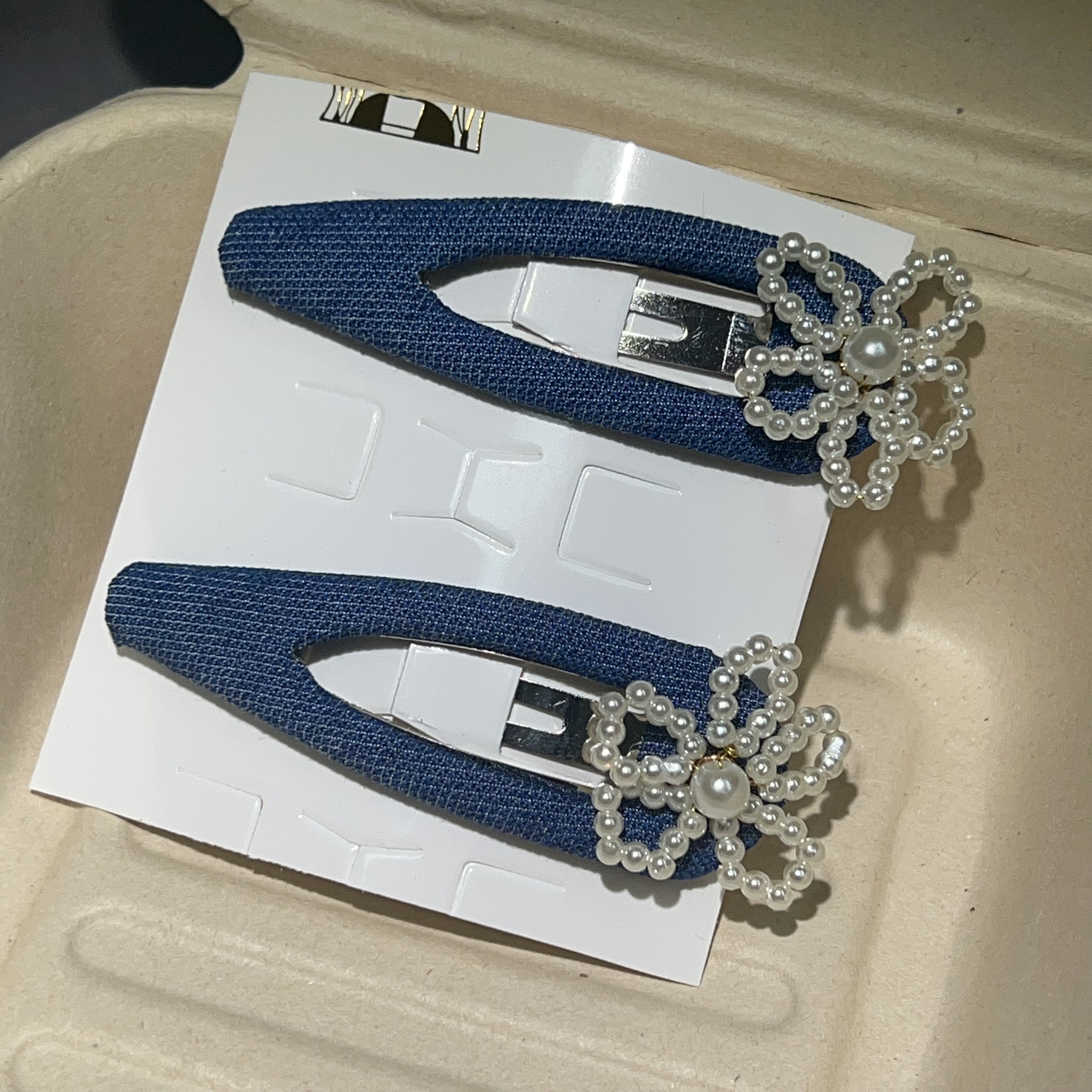 【颖彩家】K320牛仔掰掰夹对夹发饰边夹一对