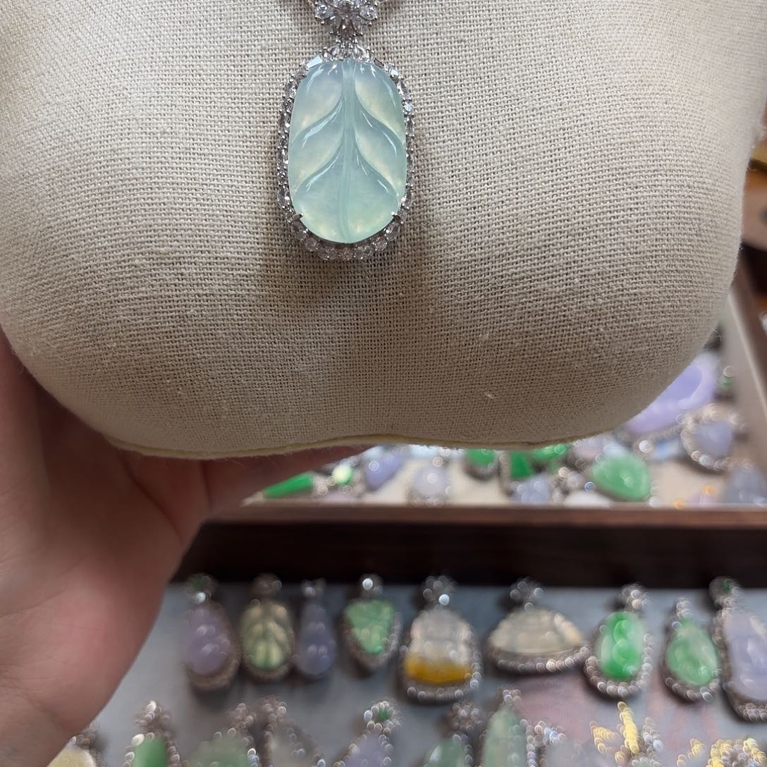 翡翠银S925镶嵌吊坠(不含链)