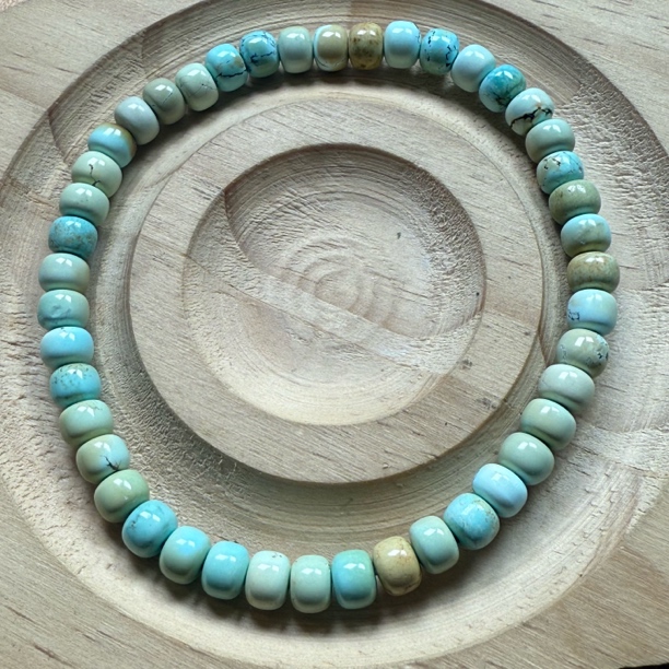 674原矿无优化糖果色多宝炫彩绿松石老型手串5mm6.7克保真正品