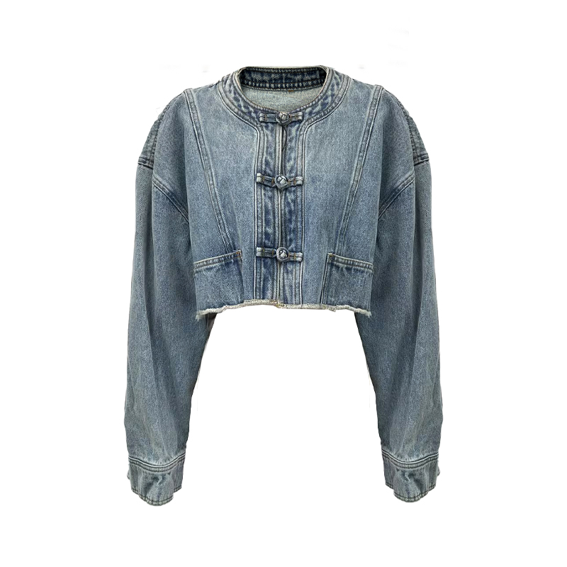 㯥囍CAOXI高级感设计款新中式休闲女春季牛仔夹克孤品