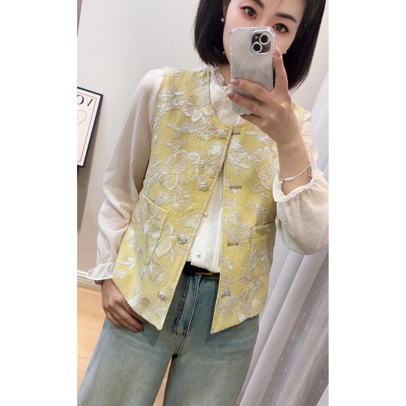 立体刺绣黄色马甲25117-2