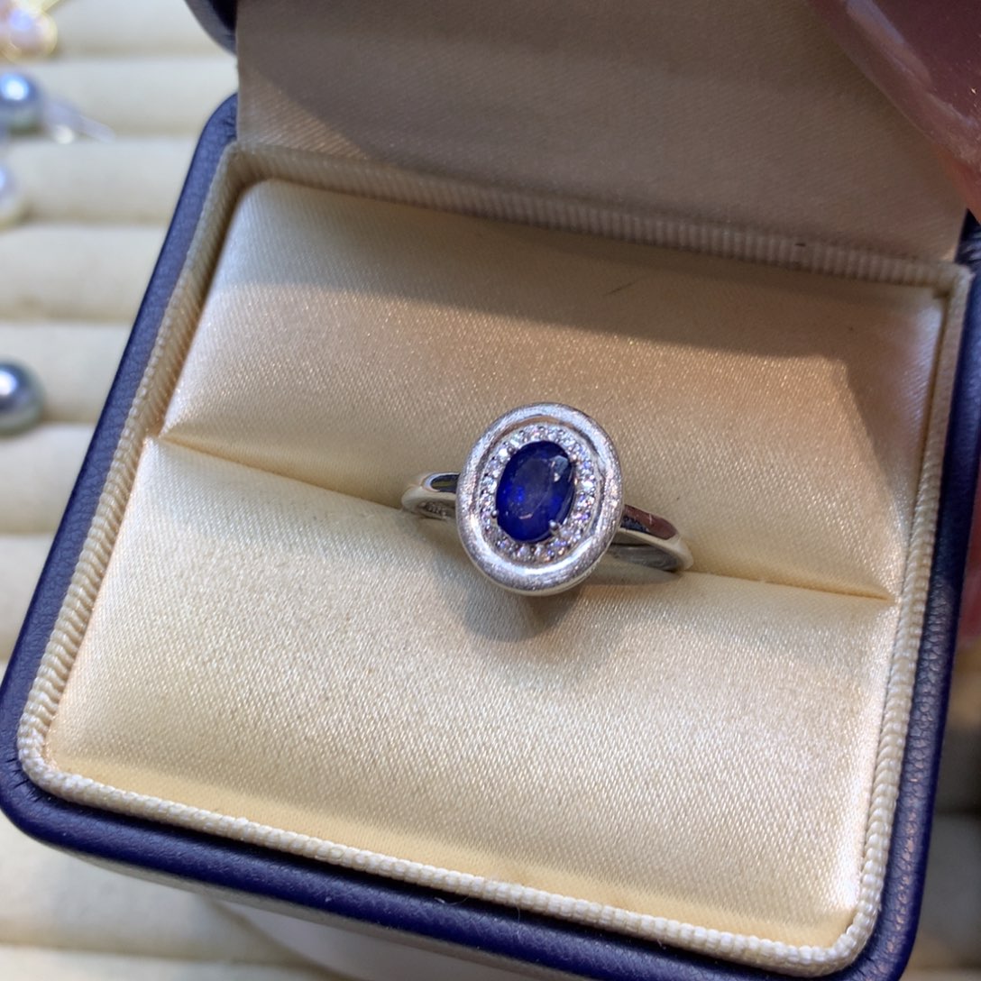 戒指蓝宝石银S925镶嵌