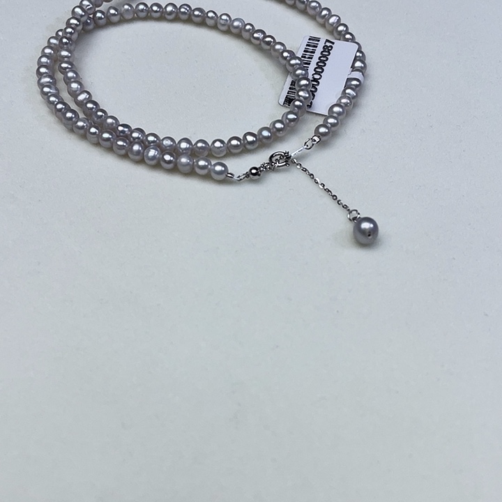 颈饰淡水珍珠银S925镶嵌卡4➕极光高级灰炫彩