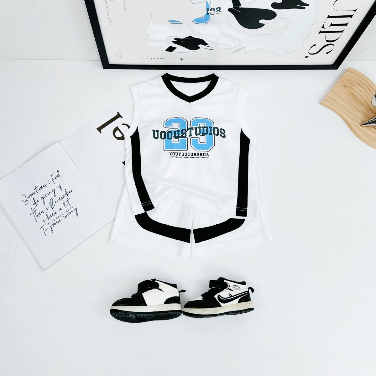 儿童夏季装套装2025新款男童篮球服两件套 BQ25565Z 悠悠童话童装