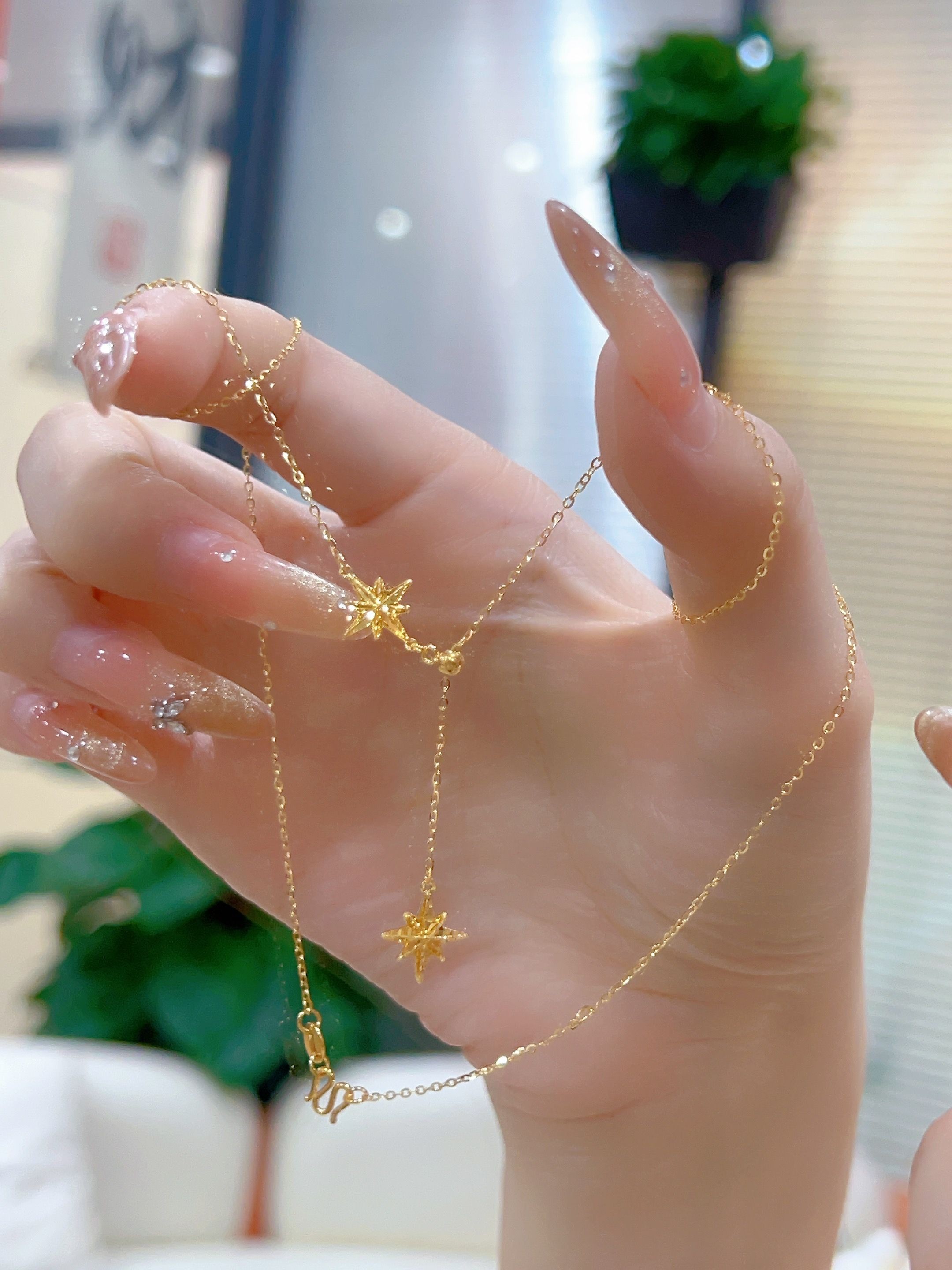 【点点专属】足金999 双八芒星套链真金足金纯黄金（多退少补）