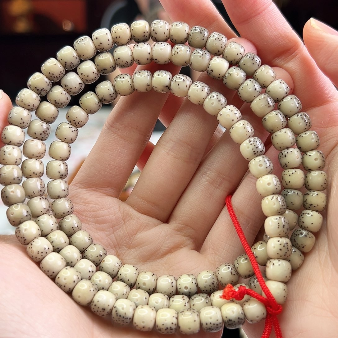 星月菩提手串Fqh7.5*6.5玉化料 大通体留白 颗粒星