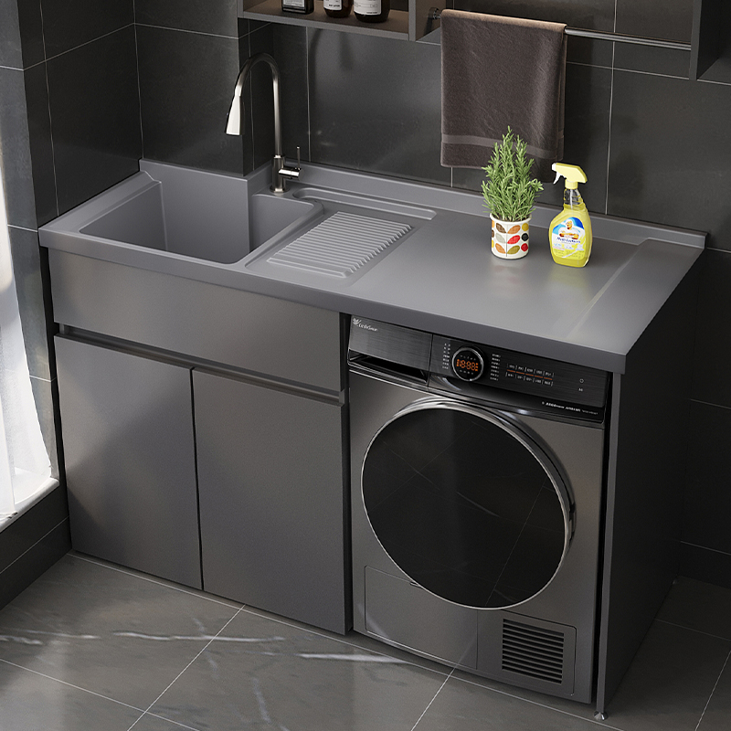 慧曲蜂窝铝云岩石露台洗衣机一体柜组合花园洗手洗脸台盆定制阳台