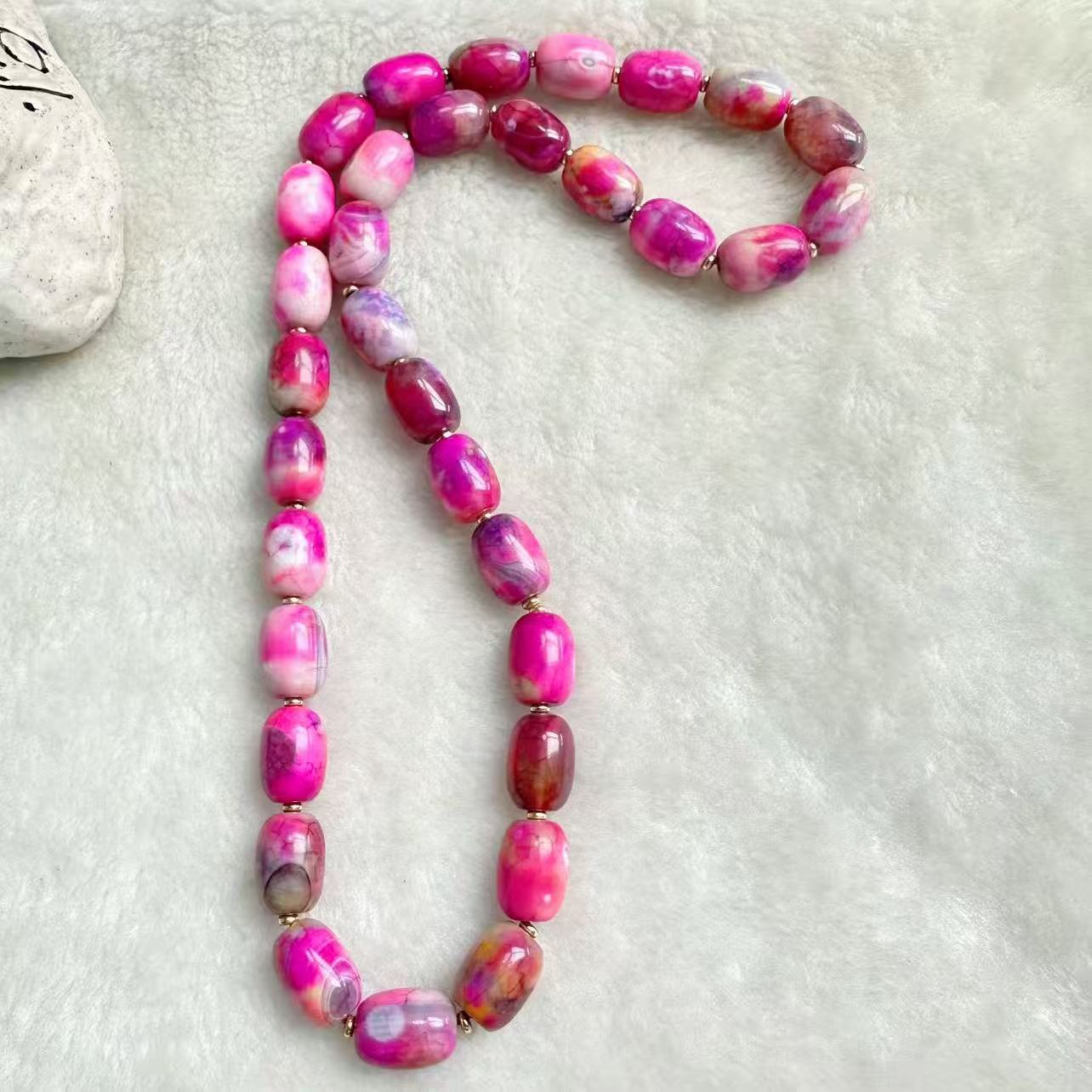 Y典藏品 粉彩桶珠项链k13+时尚美观大气美轮美奂尽显魅力