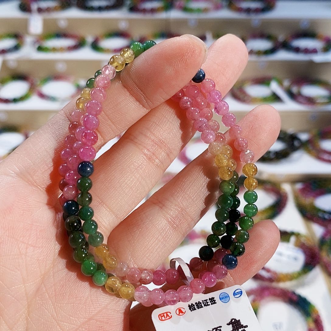 碧玺手链未镶嵌G2602三圈颜色微差