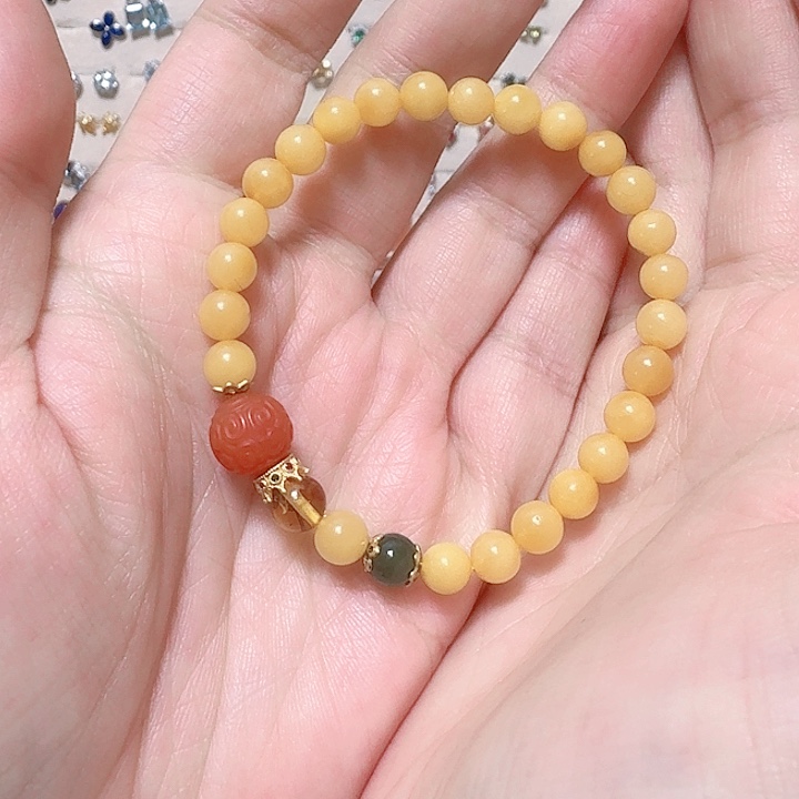 蜜蜡颈饰合金手链