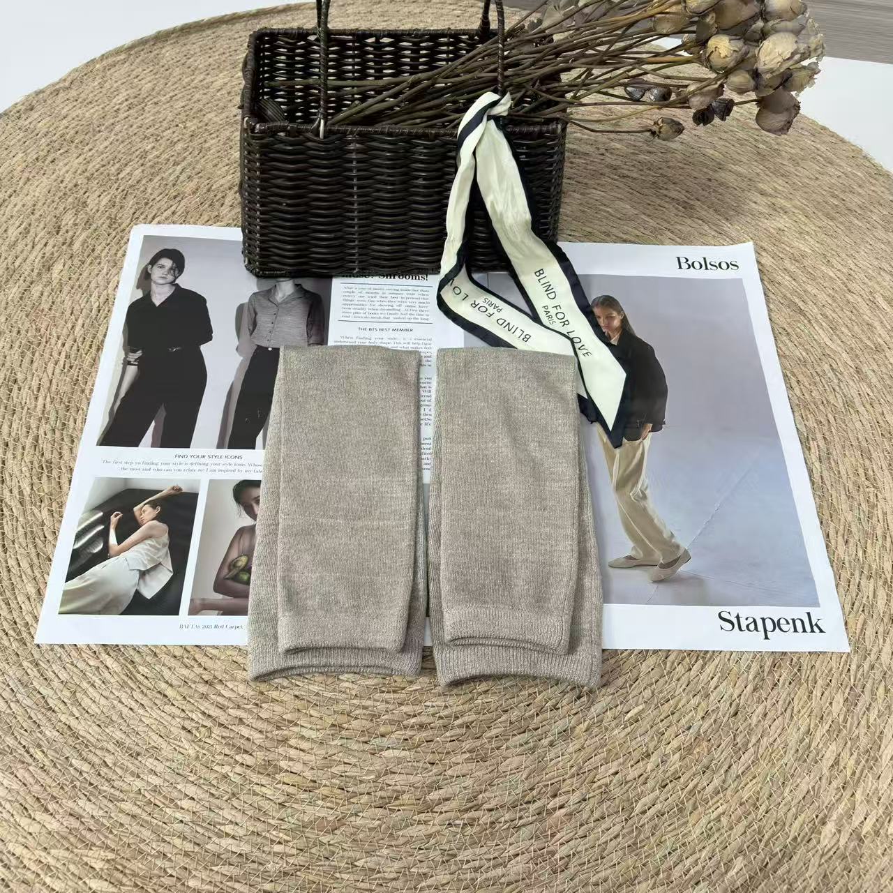 【汉麻羊.毛加长护膝】汉麻双雨露秋冬加厚保暖防寒防风护膝/长60cm