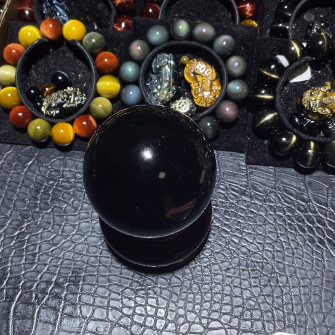 时***间黑曜岩未镶嵌吊坠(赠链)