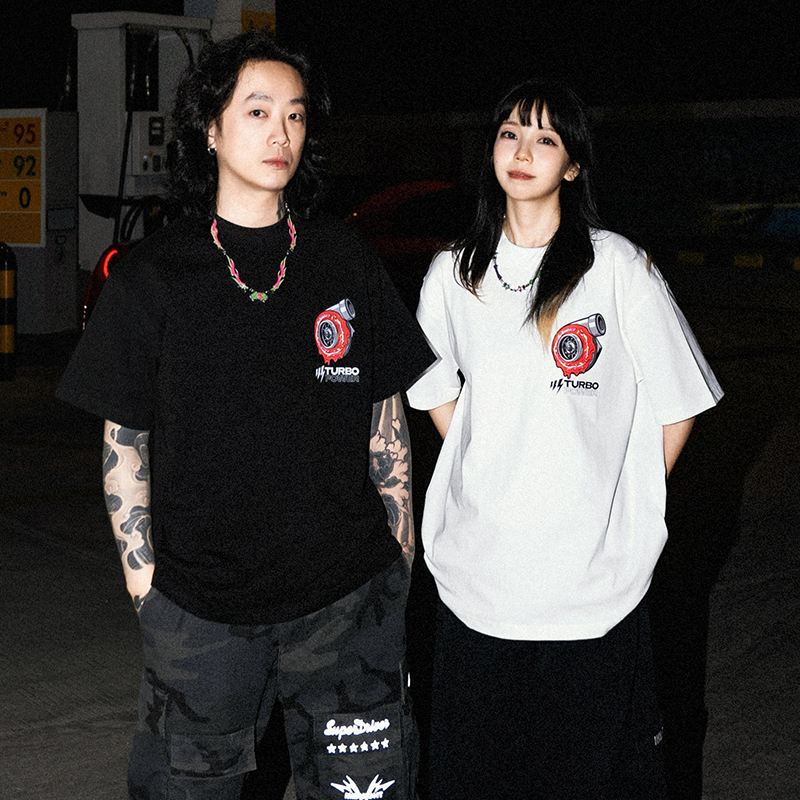 WILDSOUL -涡轮甜甜圈-夏季短袖长袖T恤潮流印花宽松重磅纯棉休闲