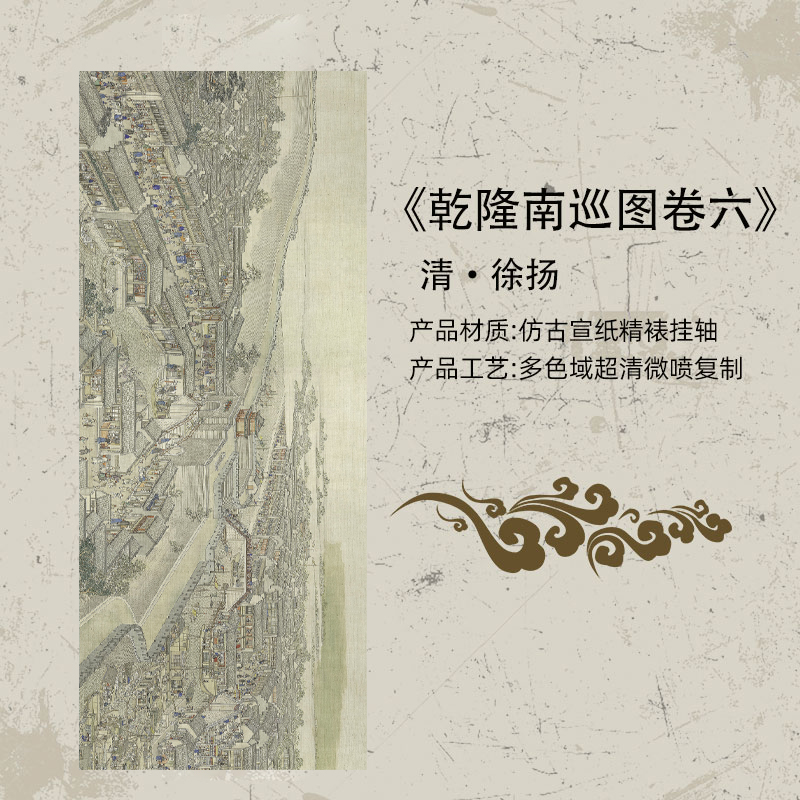 乾隆南巡图卷六 复刻中堂卷轴山水玄关茶室书房装饰画