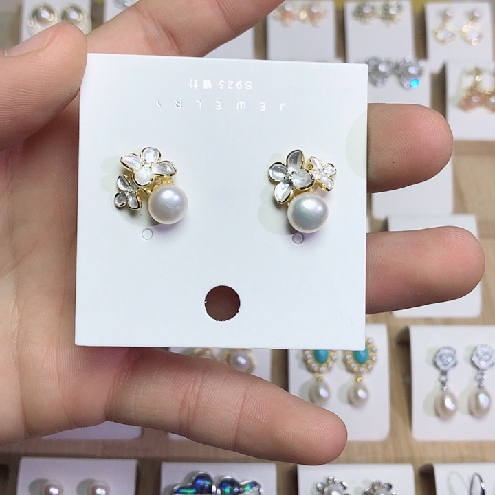淡水珍珠耳饰银S925镶嵌