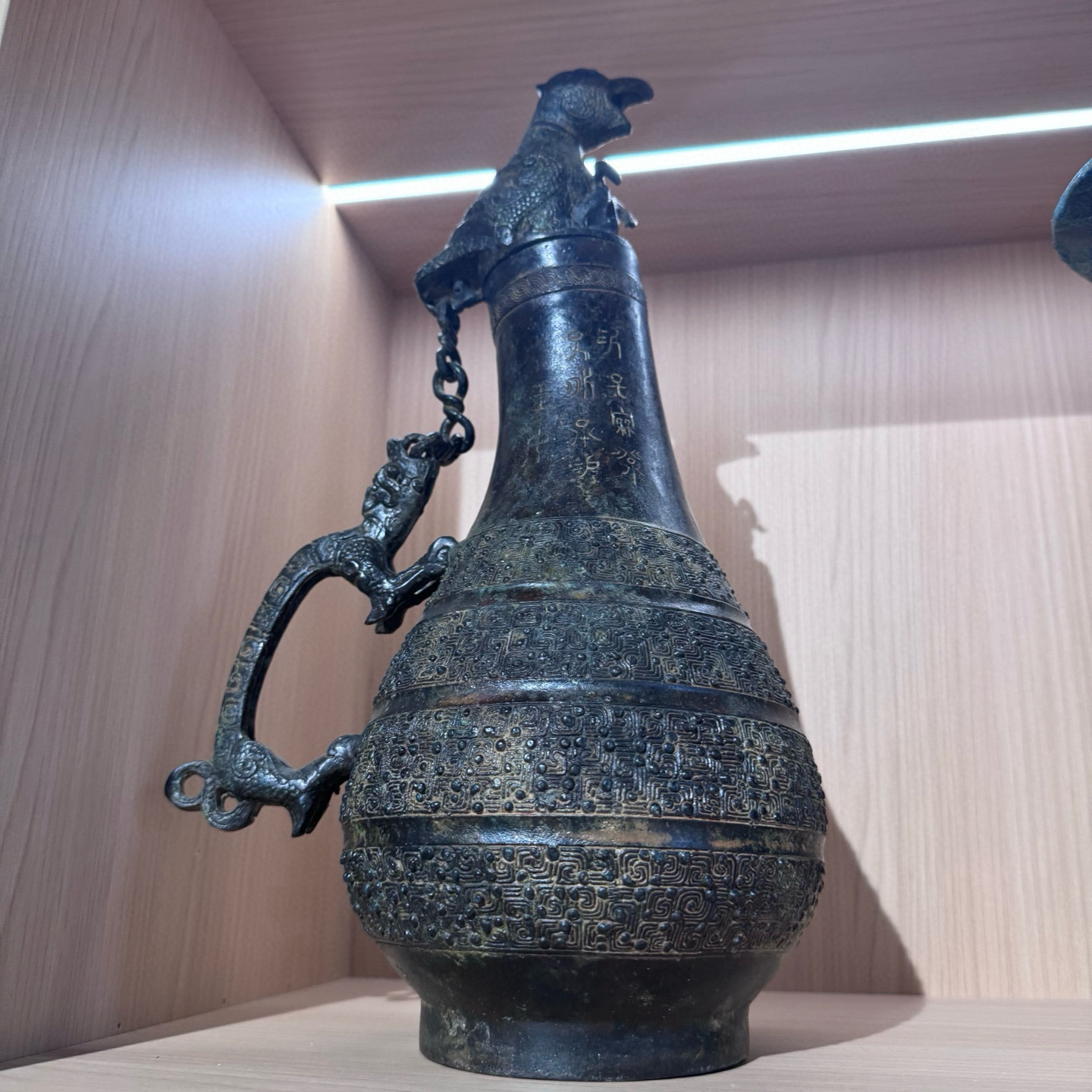 仿春秋春秋蟠龙纹匏壶高39厘米，仿古青铜器摆件